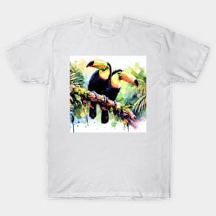 Colorful parrot sitting in the rain forest T-Shirt